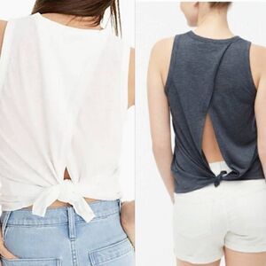 J. Crew Tank Top Bundle Women Size XS White Gray Sleeveless Crew Neck Back-Tie